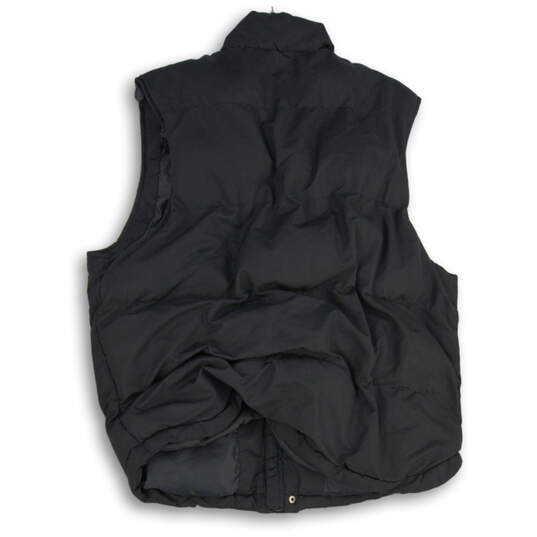 Mens Black Mock Neck Pockets Snap Front Puffer Vest Size Large image number 2