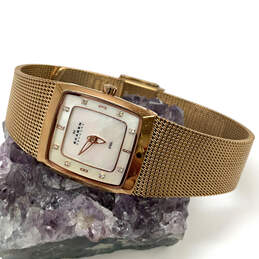Designer Skagen 380XSRR1 Gold-Tone Stainless Steel Square Analog Wristwatch