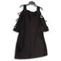 Womens Black 3/4 Sleeve Cold Shoulder Pullover Shift Dress Size Large image number 1