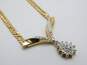 14K Yellow Gold 0.32 CTTW Diamond Chevron Drop Pendant Herringbone Chain Necklace 8.0g image number 1