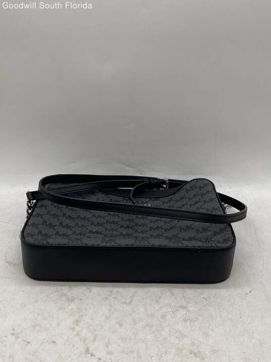 Michael Kors Womens Gray Monogram Adjustable Strap Zipper Crossbody Bag image number 3