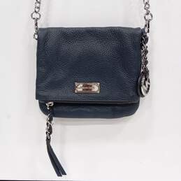 Michael Kors Navy Blue Pebble Leather Flip Snap W/ Chain Purse Bag alternative image