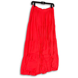 Womens Red Pleated Front Elastic Waist Pull-On Maxi Skirt Size Large
