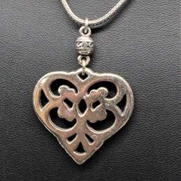 Designer Silver Tone Heart Pendant Necklace - 23.3g