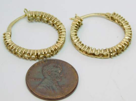 10K Gold Citrine Accented Hoop Earrings 4.6g image number 6