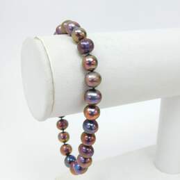 Artisan 925 Dark Pearls Multi Strand & Foxtail Chain Necklaces & Beaded Bracelet alternative image