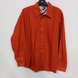 Tommy Hilfiger Men's Orange Collared Dress Shirt Size M