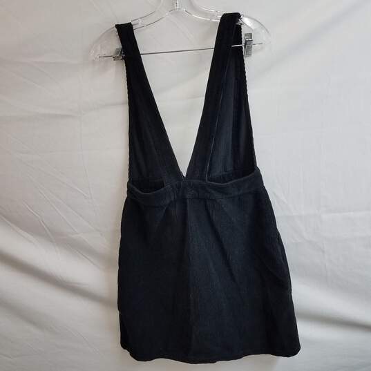Topshop black corduroy zip up mini overall dress 6 image number 2