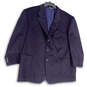 Mens Blue Long Sleeve Notch Lapel Pockets Three Button Blazer Size 51T image number 1