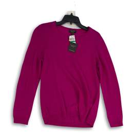 NWT Charter Club Womens Fuchsia Pink Cashmere Round Neck Pullover Sweater Size L