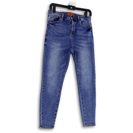 Womens Blue Denim Medium Wash Stretch Pockets Skinny Leg Jeans Size 11