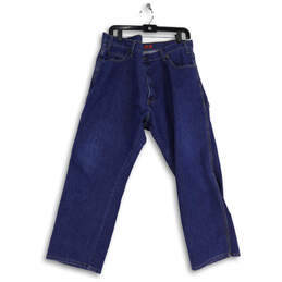 Mens Blue Denim Medium Wash Straight Leg Carpenter Jeans Size 38X30