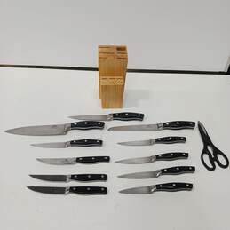 Tahari Home Set Of 6 Non-Stick Steak Knives Floral Blades White