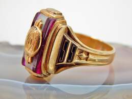 10K Gold Vintage 1955 Ruby & Mother Of Pearl Class Ring 5.8g alternative image