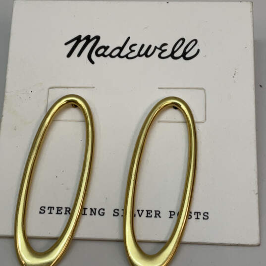 Designer Madewell Gold-Tone Classic Plain Oval Shape Hoop Earrings image number 3