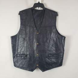 Men's Black Leather Vest SZ XL