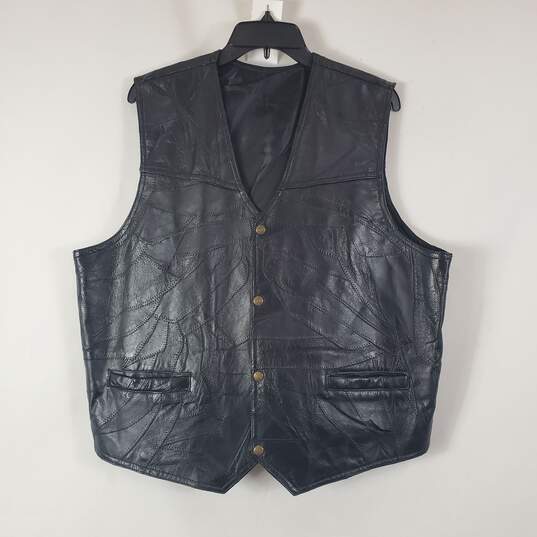 Men's Black Leather Vest SZ XL image number 1