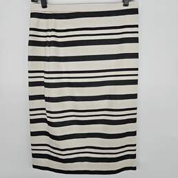 Women's Woven Black White Striped Knee Length Pencil Skirt