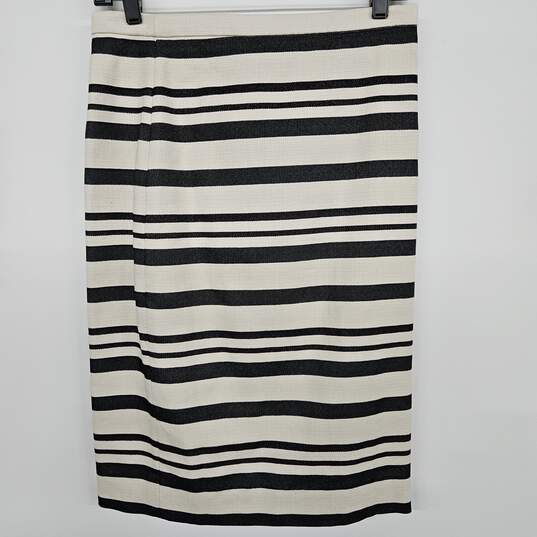 Women's Woven Black White Striped Knee Length Pencil Skirt image number 1