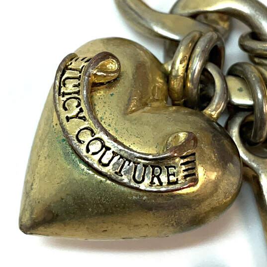 Designer Juicy Couture Gold-Tone Chain Toggle Clasp Heart Charm Bracelet image number 5
