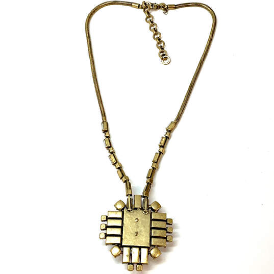 Designer J. Crew Gold-Tone Rope Chain Crystal Cut Stone Pendant Necklace image number 3