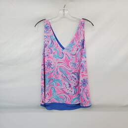 Lilly Pulitzer Pink & Blue Patterned Lined Sleeveless Top WM Size M