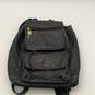 Womens Black Leather Inner Outer Pocket Adjustable Strap Drawstring Backpack image number 1