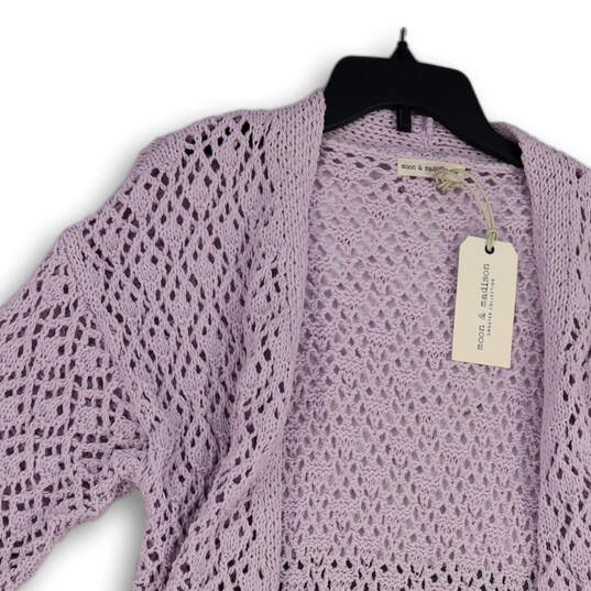 Womens Purple Knitted Long Sleeve Open Front Cardigan Sweater Size Medium image number 3