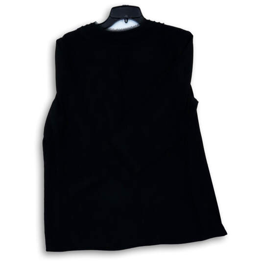 Womens Black Split Neck 3/4 Sleeve Pullover Blouse Top Size 2 image number 2