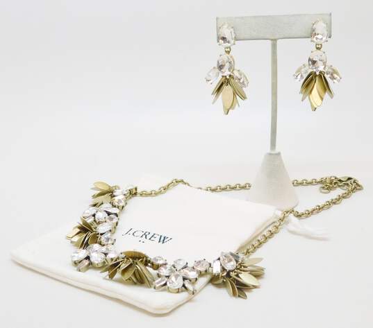 JCrew Icy Crystal Necklace and Dangle Post Earrings Set image number 1