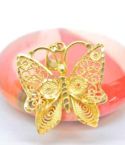 14k Yellow Gold Filigree Butterfly Pendant 2.7g alternative image