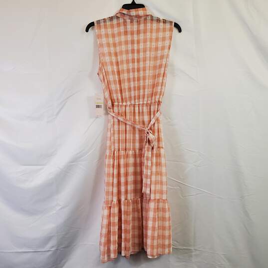 Nanette Lepore Pink and White Checkered Sleeveless Sheer Dress Sz 4 NWT image number 2