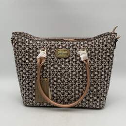 Brangio Womens Beige Floral Shimmer Bottom Stud Double Top Handle Handbag