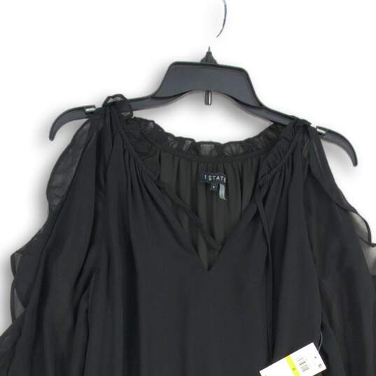 NWT 1. State Womens Black Ruffled Cold Shoulder Sleeve Short Mini Dress Size S image number 3