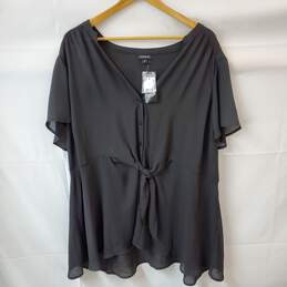 Torrid Short Sleeve Tie Front Black Blouse Plus Size Torrid Size 4 with Tags