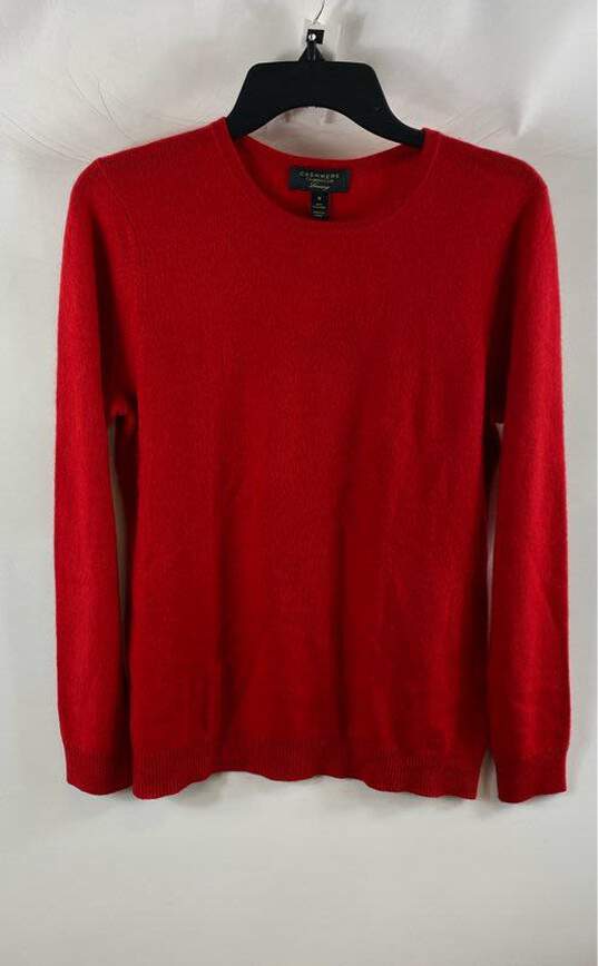 NWT Charter Club Womens Red Cashmere Crewneck Long Sleeve Pullover Sweater Sz M image number 1