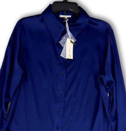 NWT Womens Blue Collared Long Sleeve Regular Fit Button-Up Shirt Size Large image number 3