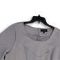 Womens Gray Round Neck Long Sleeve Regular Fit Pullover Blouse Top Size 24 image number 3