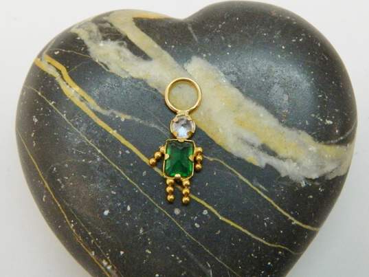 14K Yellow Gold Green & Clear CZ Figural Pendant 0.9g image number 1