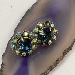 Designer J. Crew Silver-Tone Crystal Cut Stone Classic Stud Earrings