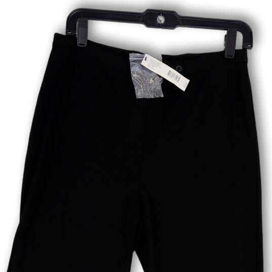 NWT Womens Black Flat Front Slash Pocket Straight Leg Dress Pants Size M image number 3