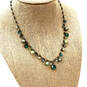 Designer Liz Palacios Silver-Tone Green Blue Rhinestone Link Chain Necklace image number 1