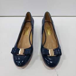 Salvatore Ferragomo Women's Blue Vara Bow Accent Slip On Pump Shoes 225 (1.5)