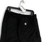 Mens Black Flat Front Pockets Drawstring Straight Leg Cargo Pants Size L image number 4