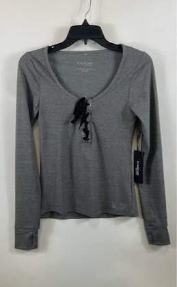 NWT Bebe Womens Gray Stretch Wicking Activewear Pullover T-Shirt Size Small