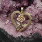 OroAmerica 14K Multi-Color Gold Flower Heart Pendant - 2.5g image number 1