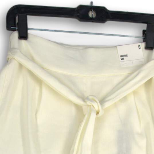 NWT Express Womens White Flat Front Belted High Rise Midi Paperbag Shorts Size 0 image number 4