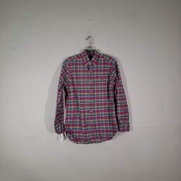 Mens Plaid Classic Fit Long Sleeve Collared Button-Up Shirt Size Small
