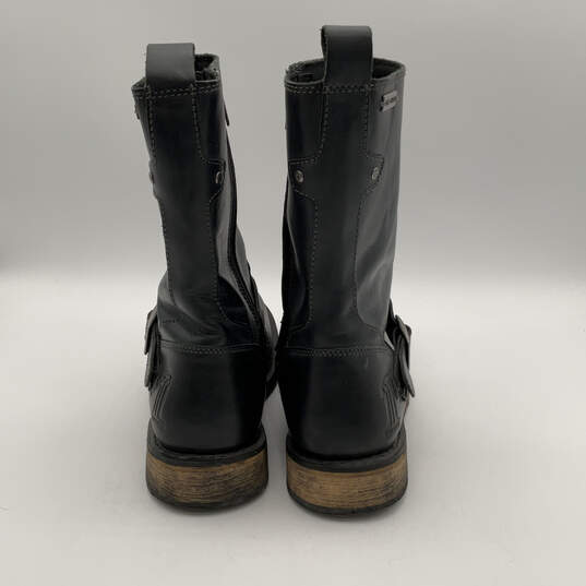 Mens Brendan D93194 Black Leather Round Toe Side Zip Biker Boots Size 13M image number 2