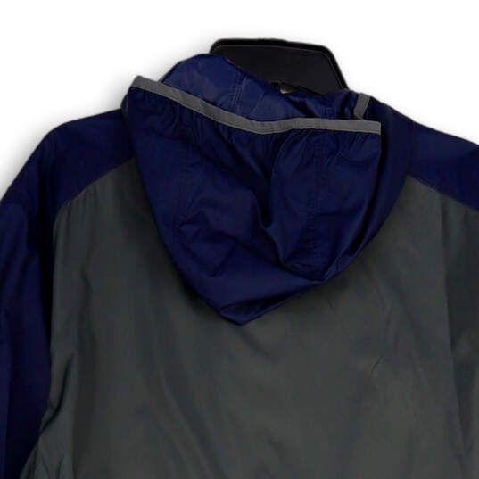 NWT Mens Gray Blue Long Sleeve Hooded Full-Zip Windbreaker Jacket Size M image number 4